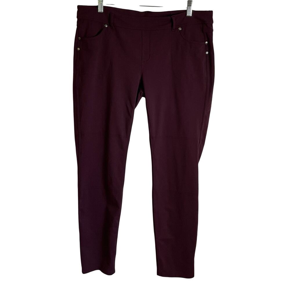 Athleta Stretch Pull On Leggings Pants Sz XL Purple Pockets Workout Athleisure